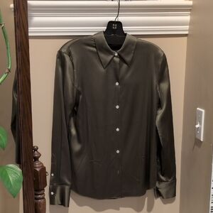 Theory Dark Olive Perfect Fit Shirt